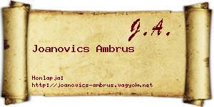 Joanovics Ambrus névjegykártya